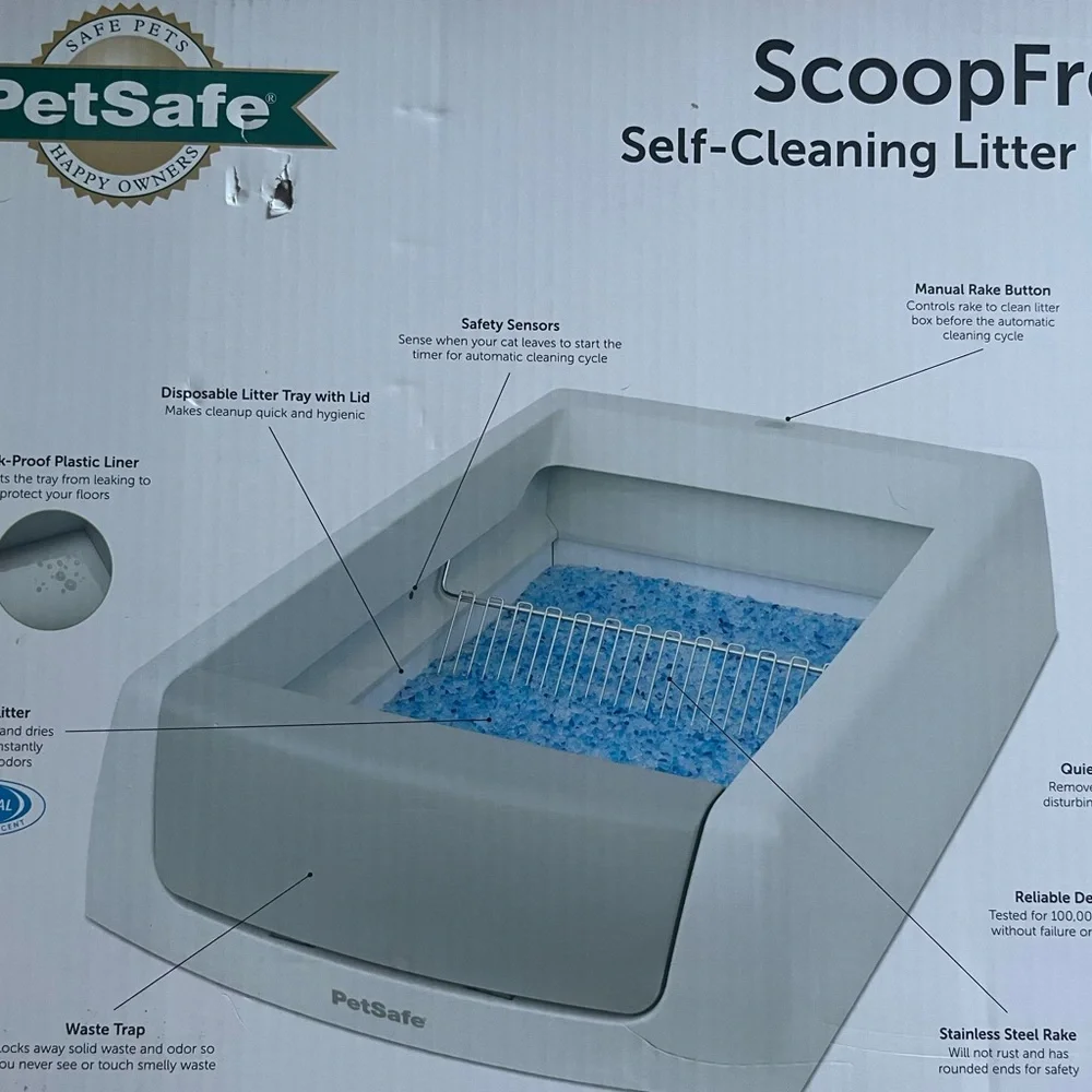 Auto scooping cat litter box.Easy and convenient. Used briefly. works great!